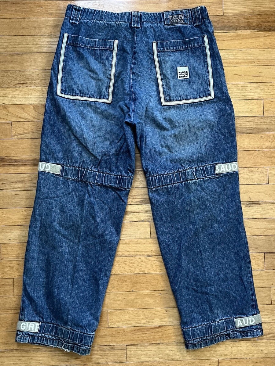MARITHE FRANCOIS GIRBAUD / Shuttle pants/made in china/38/コットン/BLU Vtg Girbaud Shuttle Tape Straps Spellout Logo Jeans 38W 38x32 Men