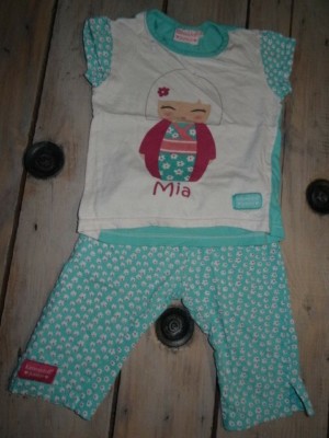 Schlafanzug Shirt kurze Hose türkis bedruckt KIMMIDOLL JUNIOR Größe 5 Jahre