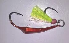 3 Pack Pompano Jigs ORANGE SHERBET w/ Green Teaser  T&A JIGS Mackerel Bluefish