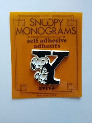 Vintage Snoopy Monogram Letter Y Sticker Decal Peanuts Aviva Self Adhesive USA