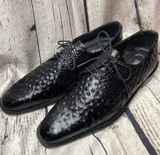 Stacy Adams Mens Shoes Russo Oxford Ostrich Print Leather Black 9
