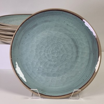 Food Network Melamine Aqua Dinner Plate(s) Speckled with Tan Trim 10.75''