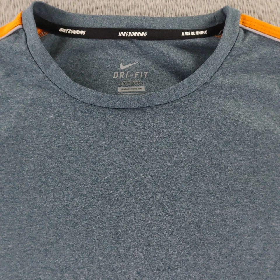 Nike Dri Fit Running Long Sleeve Shirt Mens Size L Gray Orange Athletic Top - Image 2 of 4