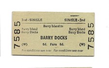 1968 Barry Island to Barry Docks 2nd Class Single Card Railway Ticket BR BRB(W)