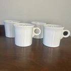 Set Of 4 White Fiesta Ware Coffee Mugs/cups O Ring Handle Holmer Laughlin