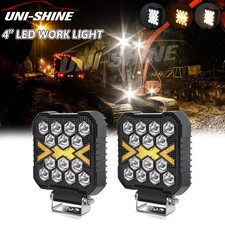 Pair 4inch Square Led Work Lights Spot Flood Driving Fog Lamp Offroad Harvester