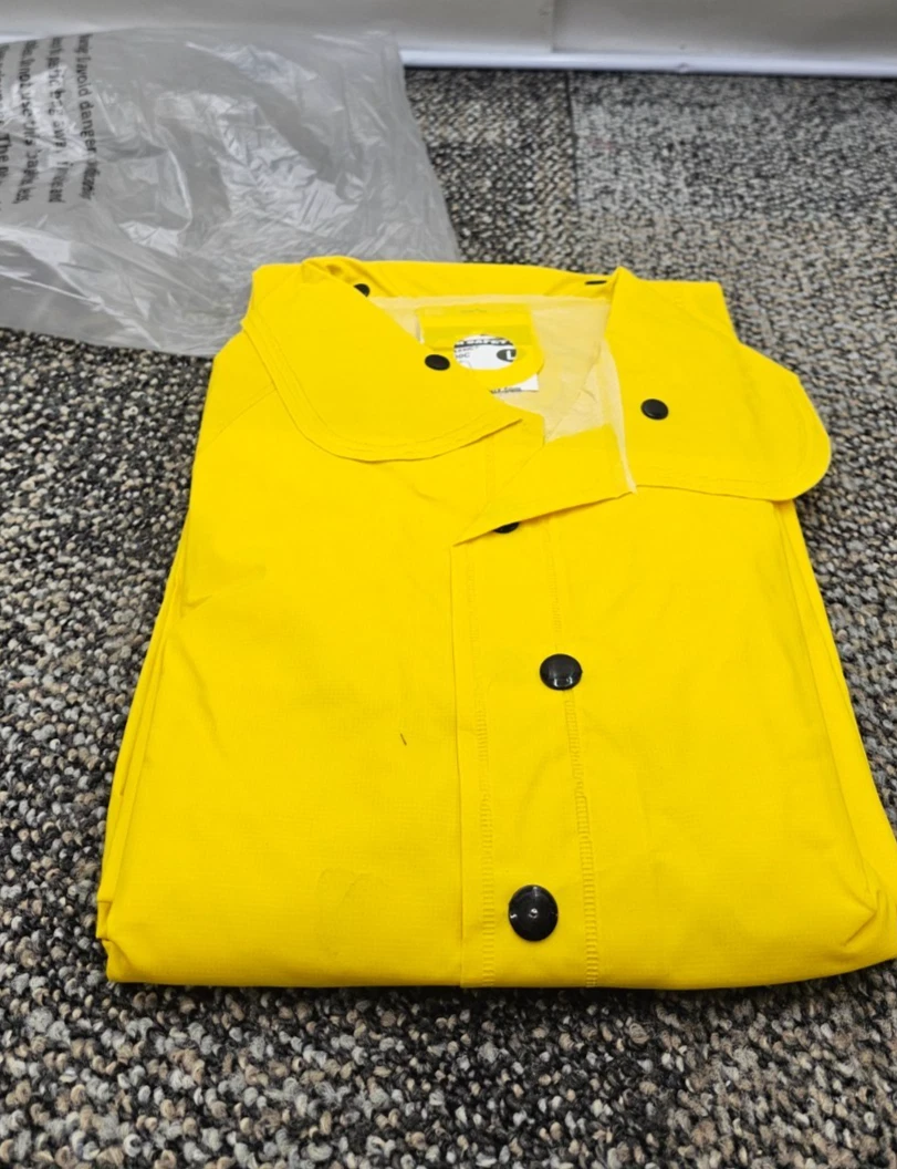 (QTY 2) MCR Safety 200C Classic Raincoat Safety Yellow With Hood Largea - product detail image 1