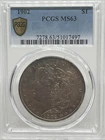 1902 P Morgan Silver Dollar $1  PCGS Gold Shield MS63 GREAT TONING
