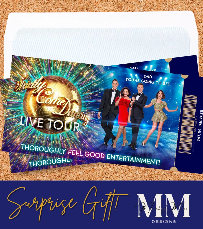 NEWHOUSE LABELS STRICTLY Theatre Gift Personalised Ticket Surprise Christmas Event Voucher