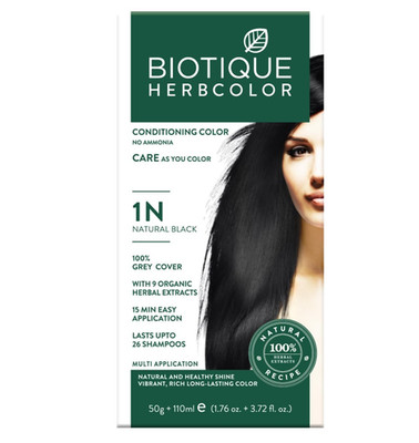 Biotique Herbcolor Conditioning black Hair Colour Natural shine  50g + 110 ml