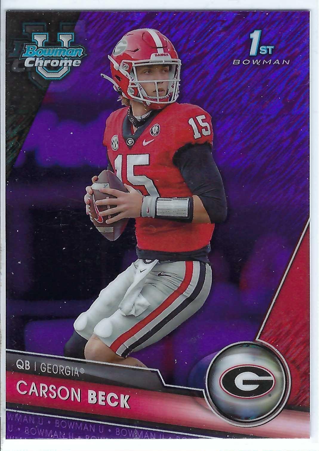 2023 BOWMAN UNIVERSITY CHROME PURPLE SHIMMER CARSON BECK 1st ROOKIE CARD # 44