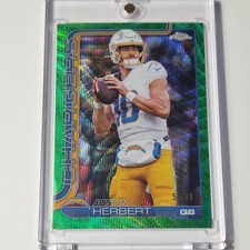 2025 Topps Chrome Justin Herbert Green wave serial 55/99 #158 Chargers NFL 