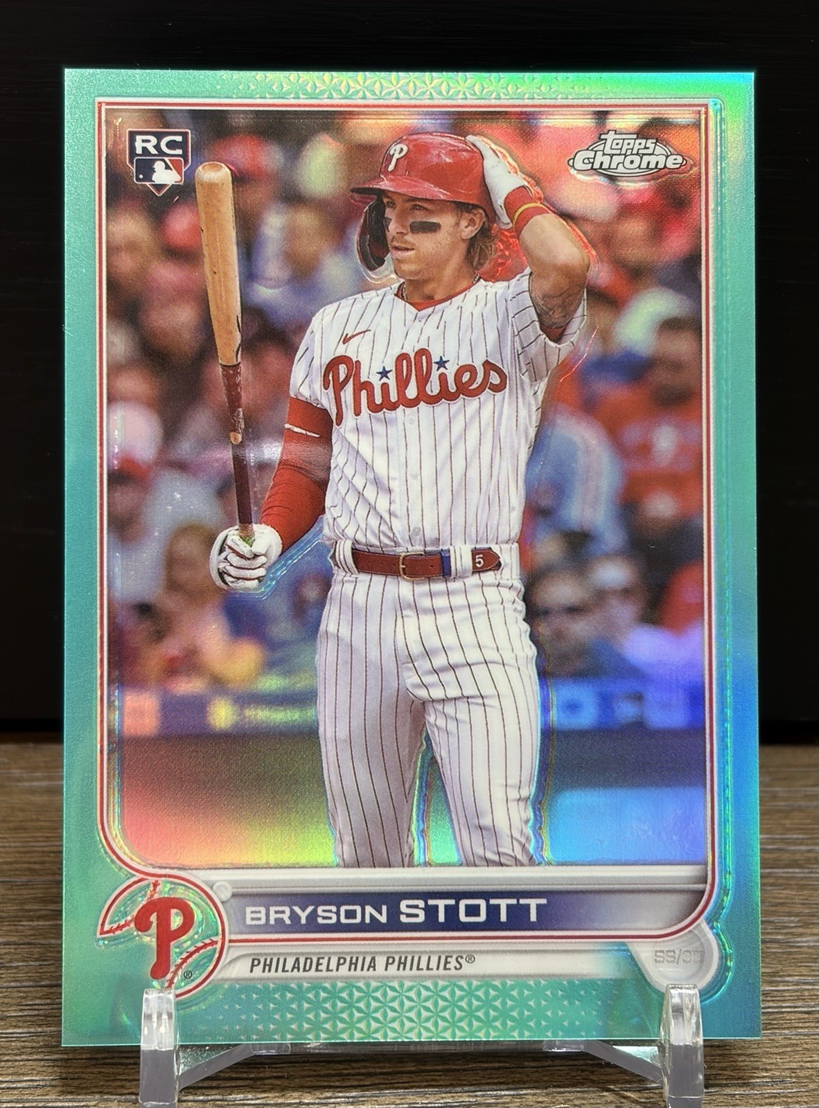 2022 Topps Chrome Update Bryson Stott RC Aqua Refractor 055/250 #USC154 Phillies