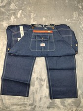 Roundhouse Bib Overalls Mens 52x30 Blue Denim Heavy Duty Premium Workwear 980