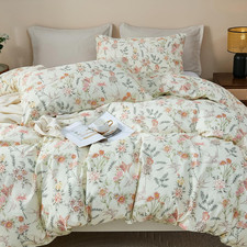 100 Cotton Duvet Cover Queen Size   Vintage Botanical Floral Duvet Cover Set