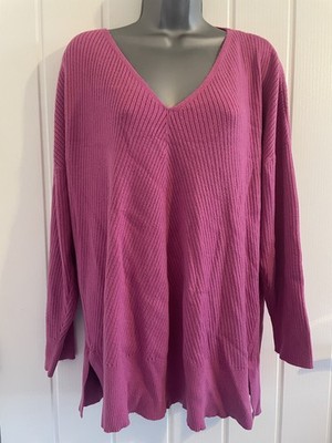 Stretch-Pullover Muskat Größe 18 V-Ausschnitt rosa weiches Strukturmuster