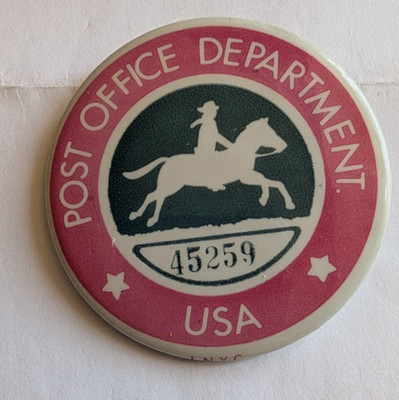 vintage USPS pinback button pony express rider #45259 post office department