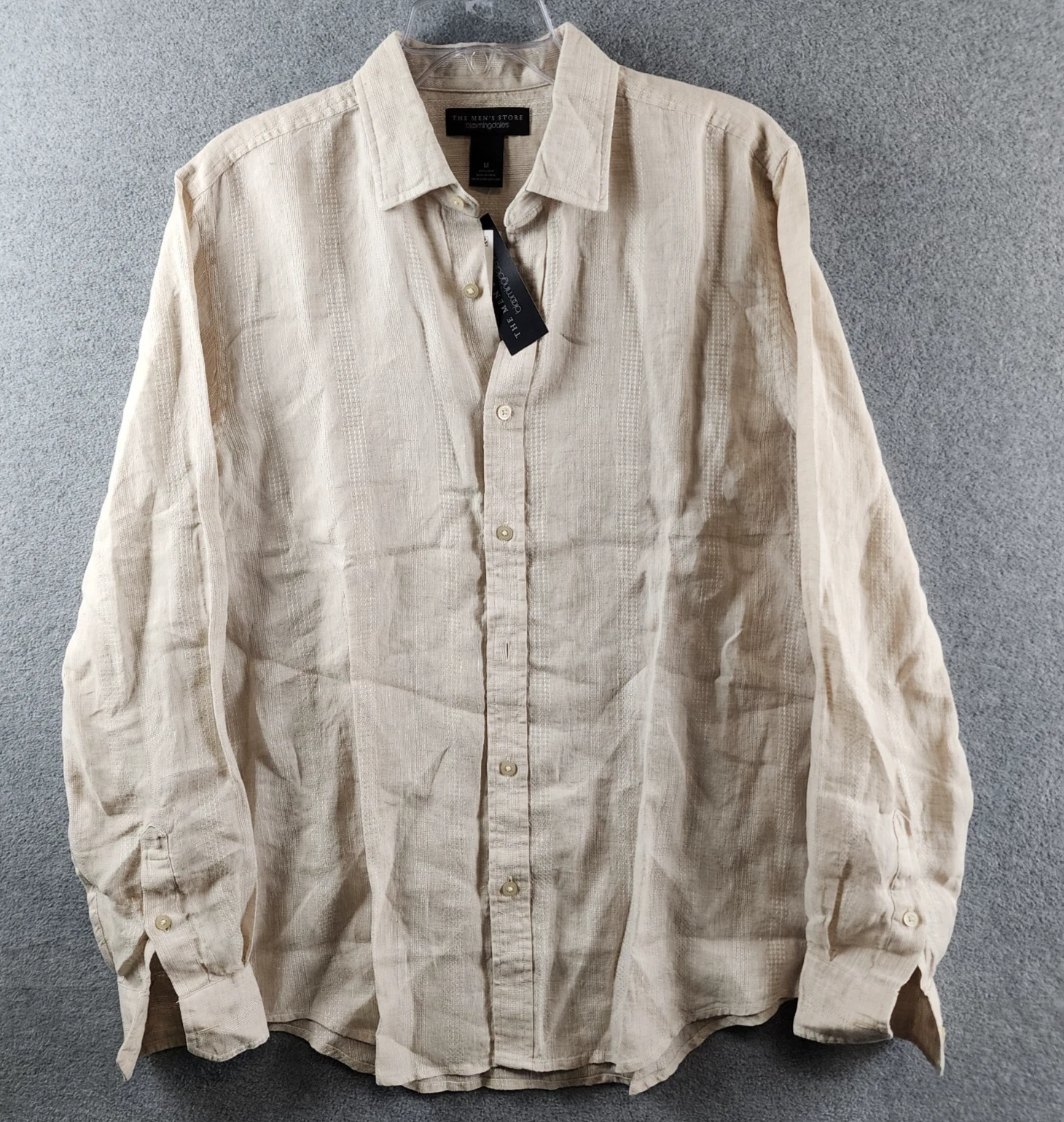 The Men Store at Bloomingdale Tonal Stitch Standard Fit Linen Shirt M Rainy Day