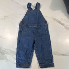 Carter's Denim Overall Blue 12m Unisex Baby  Toddler One-Piece Button