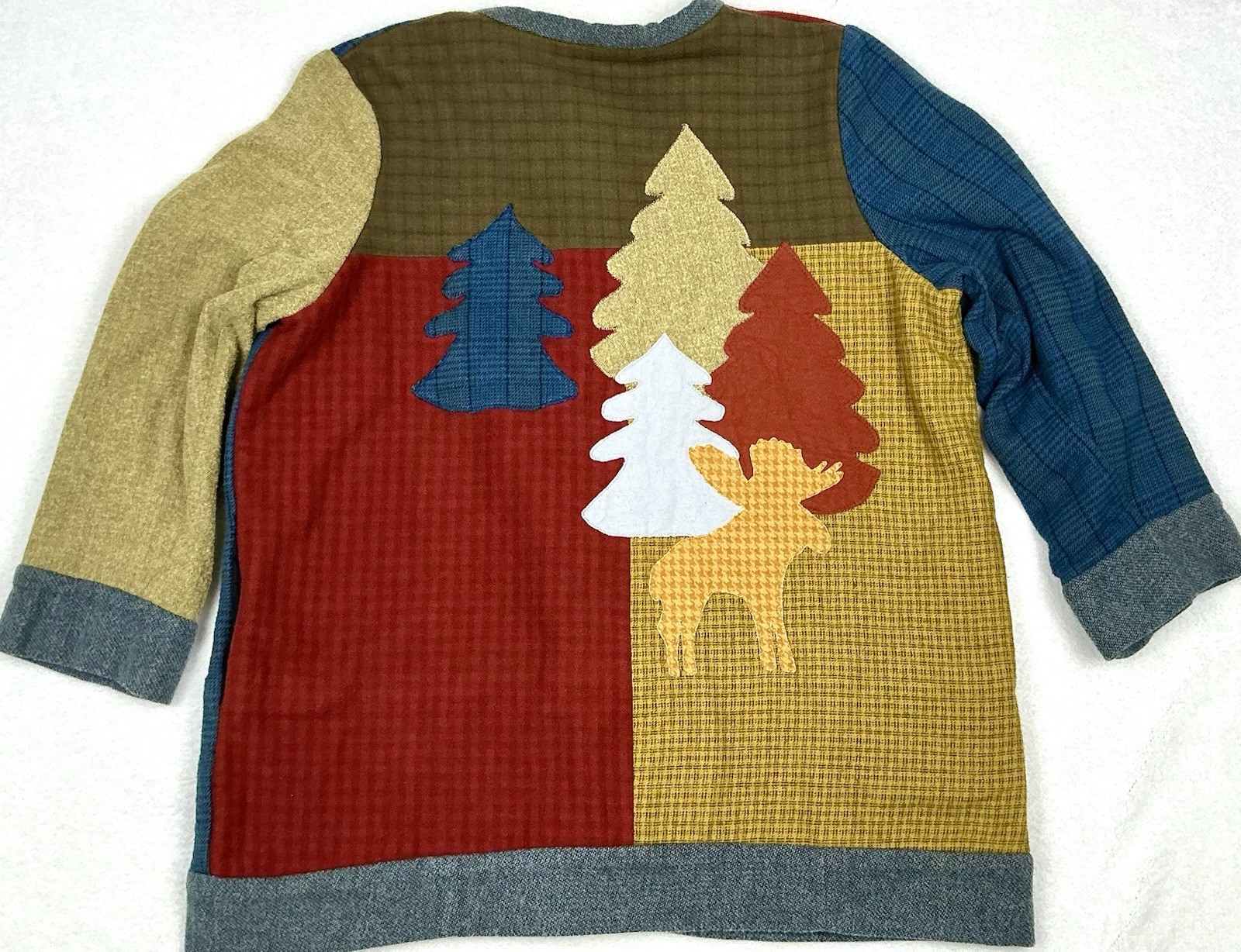 Handmade Patchwork Quilted Lined Trees Moose Bear… - image 2