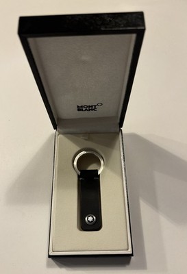 Montblanc Black Leather Key Fob 2-Split  Snap Key Ring