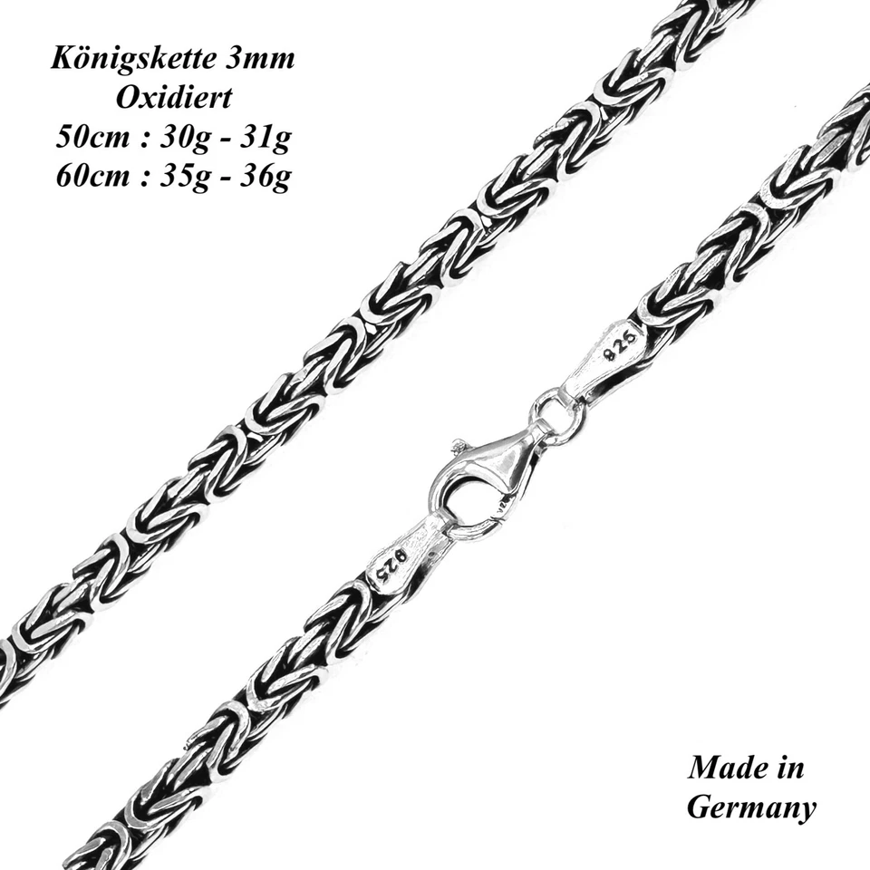 925 Sterling Silber Königskette 3mm  in ver. Längen Massiv Made in Germany  081 - Bild 4 von 4