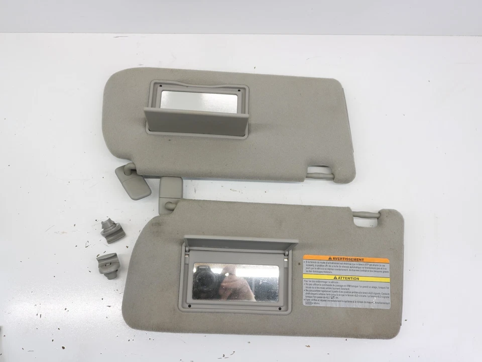 2013-2021 Nissan Frontier Driver & Passenger Side LH RH Sun Visors Gray Cloth - Image 3 of 4