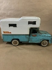 Vintage Tonka Pick Up Truck Camper, Pressed Steel Toy Vehicle, Powder Blue