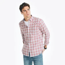 Nautica Mens Shirt Blue Plaid Long Sleeve Wrinkle Resistant Button Down XXL