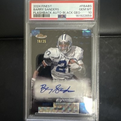 2024 Topps Finest - Flashback Autos Barry Sanders Black Geometric /25 PSA 10