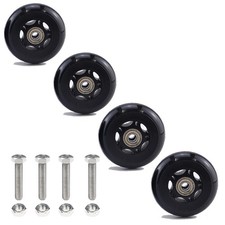 4 PCS 3x1 Inch PU Chair Caster Wheels 75mm Plate Roller Bearing Cart Office