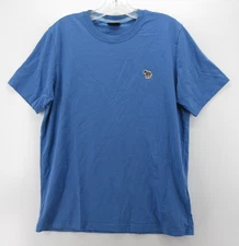 Paul Smith Shirt Men Medium Blue Pullover T Tee Crewneck Zebra Logo Organic