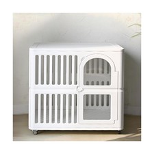 Acrylic Dog Crate Indoor with Wheels 34x 23x 30,Cute Plastic Easy Cleaning Pe...