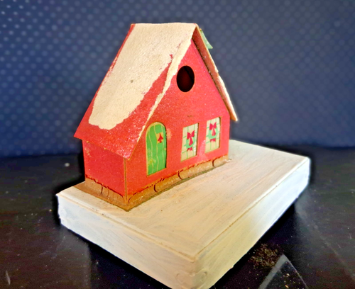 Vintage Christmas Putz House Red & White Made in USA Neat! - Afbeelding 2 van 5
