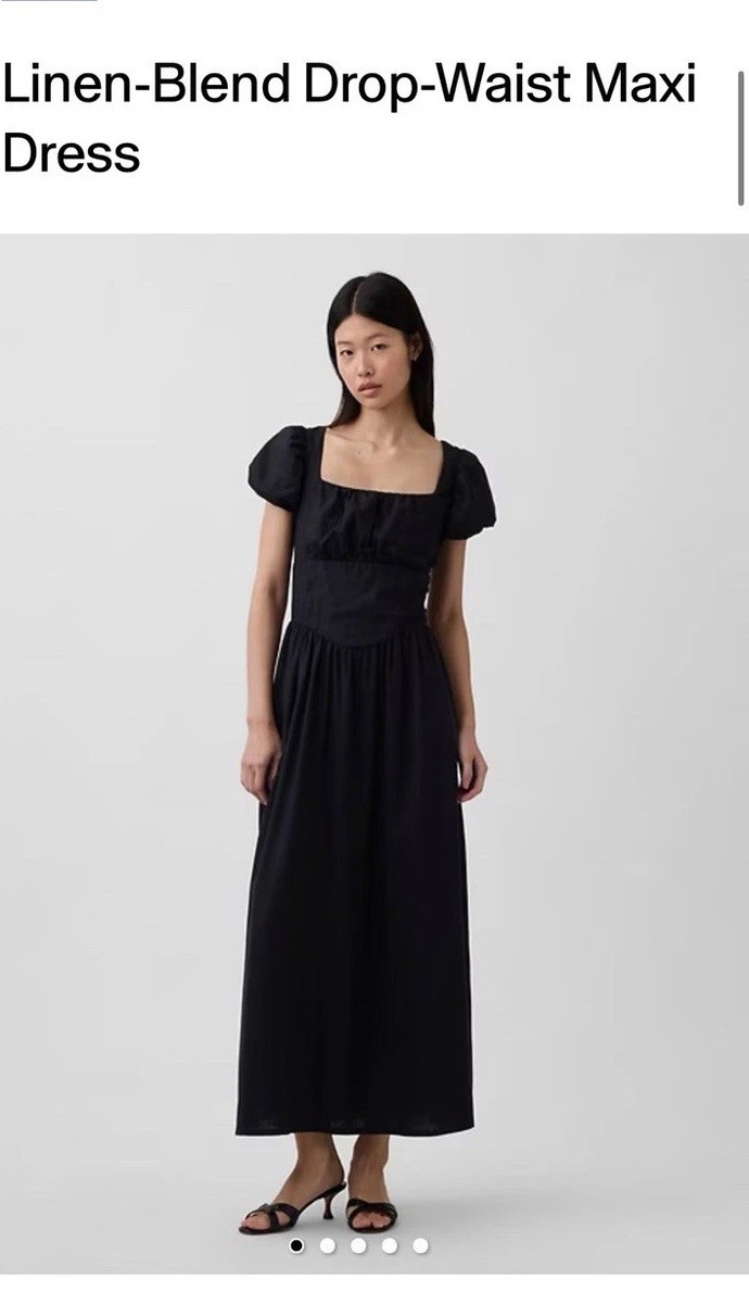 black midi dress linen Augusta Midi Linen Dress