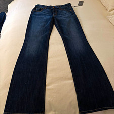 7 For All Mankind Women  s Bootcut Jeans Dark Wash Blue Denim 5-Pocket Slim Fit