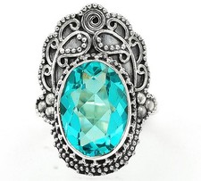 5CT Natural Aquamarine 925 Solid Sterling Silver Ring Jewelry Sz 7 B16-6