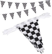 Checkered Themed Banner, 21 Pcs Flags, 30ft String, Race Car Party Decor