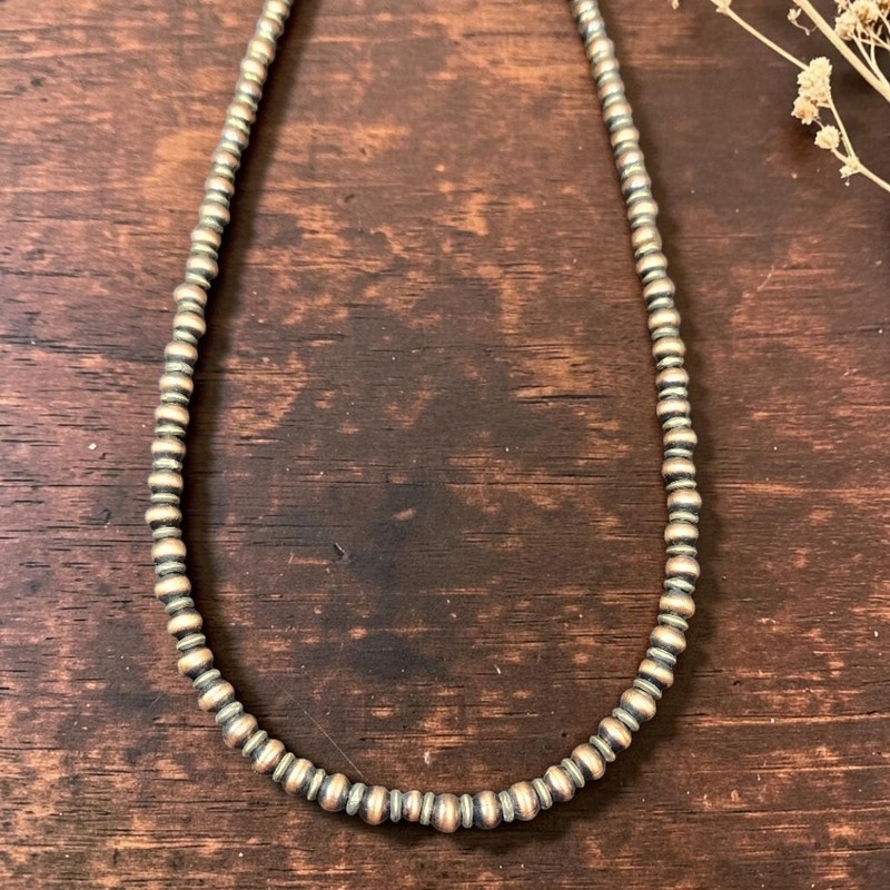 NAVAJO Desert Pearl 4mm Native Southwest Western Boho Squash Copper Necklace 20"