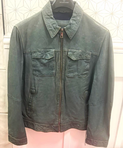 Milestone Montreal Men’s Genuine Leather Jacket Blue Gray Size 50 Medium NWT - product listing photo