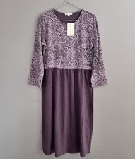 Tea N Rose Purple Lavender Dress M Paisley Long Sleeve 100% Cotton Cottagcore