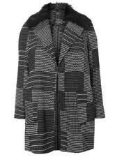 Evans Black And White Detachable Faux Fur Collar Jacket Uk 22 Nh001 Ll 03