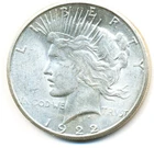 US Coin  1922 S       peace Dollar GEM BU  MM appears doubled..........C-10207