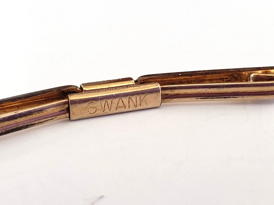 Vintage Swank  12k Gold Filled Bow Collar Holder Bar Tip 2-1/8" - Image 4 of 4