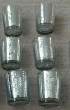 6 srebrnych świeczek ze szkła rtęciowego świeczka wotywna ślub lub urodziny