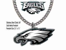 LARGE PHILADELPHIA EAGLES NECKLACE Stainless-Steel Chain NFL Football Logo HOT!