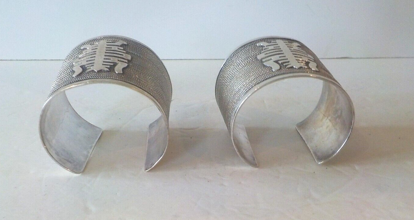 PAIR Chinese Export Silver Cuff Bracelets, Chines… - image 4