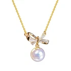 Stunning AAA+ 8-9mm Akoya NATURAL WHITE pink round  PEARL NECKLACE 14K gold
