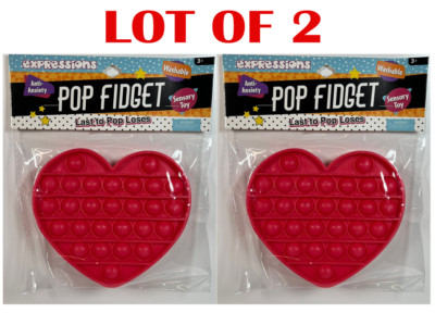Almar Sales Company Bubble Snap Fidget Pop-It Toys Heart, Red LOT OF 2