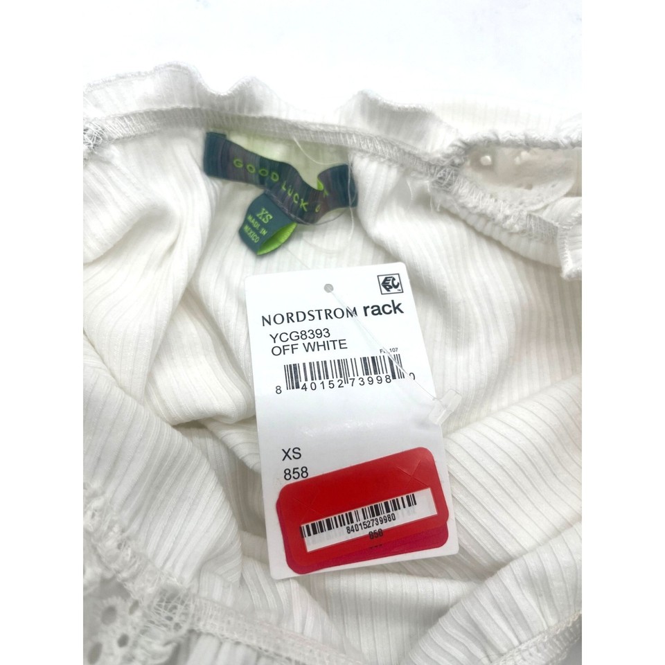 Good Luck Gem Eyelet Trim Tank Top In Off White, XS eBay